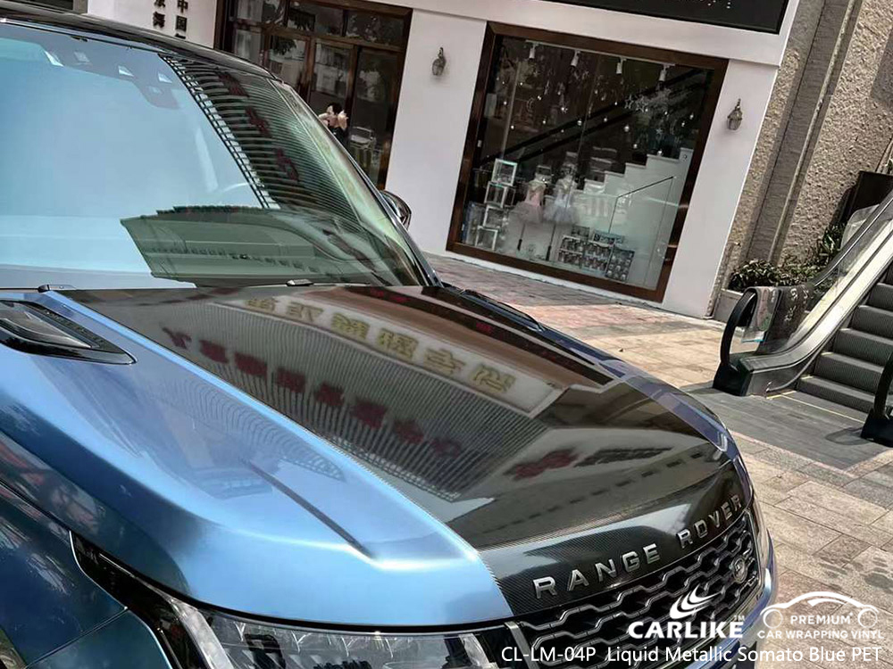 Fábrica de vinilo PET para envolver vehículos de Range Rover CL-LM-04P, color azul somato metalizado líquido